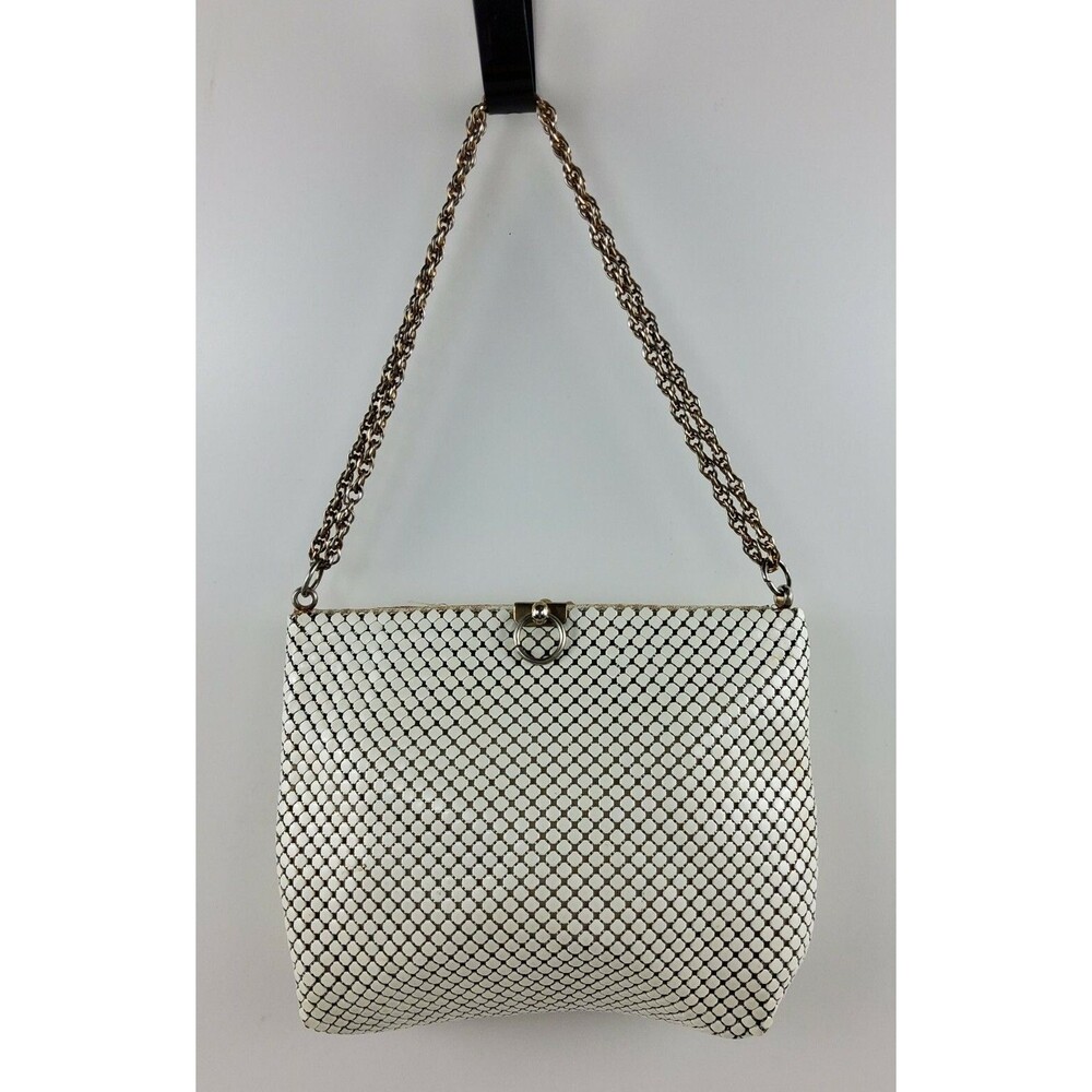 Vintage Whiting and Davis Ivory Mesh Chain Strap Evening Bag Purse Handbag